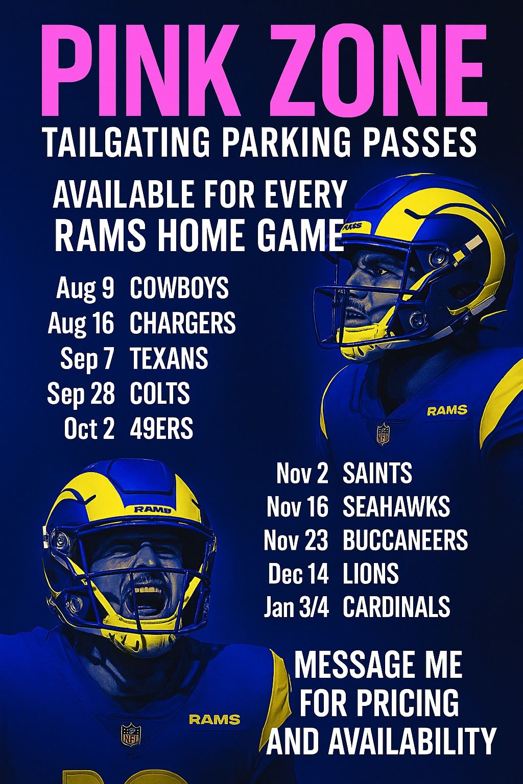 Rams pink zone tailgating parking pass