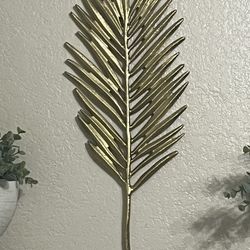 Golden Metal Palm Frond Wall Hanging Wall Decor MCM Wall Decor