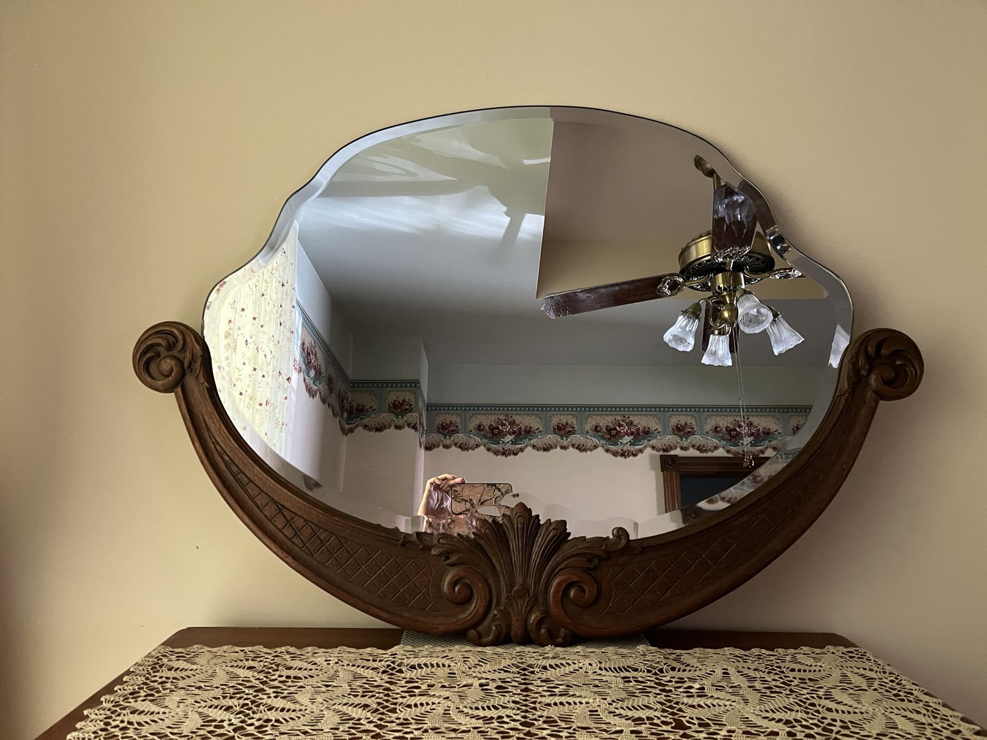 Antique English Country Beveled Mirror