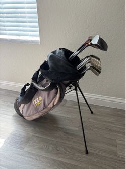 IZZO Golf Bag and Dunlop PowerBilt Golf Clubs Set