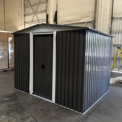 (New in box need assemble) 6’ L x 8’ W x 6.3’ H Metal Storage Shed Outdoor Garden Backyard 6x8 Storage 