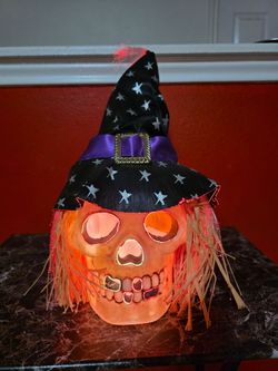 Vintage Halloween Skull Witch Electric Fiber Optic Decoration Prop Rare