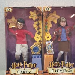 2001 Harry Potter Wizard Sweets Dolls w/Scented Bracelet Harry & Hermione Bundle