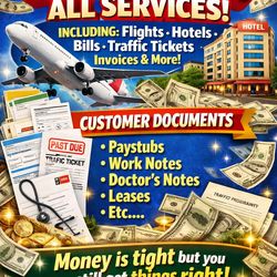 1/2 flights, hotels, bills, orders etc