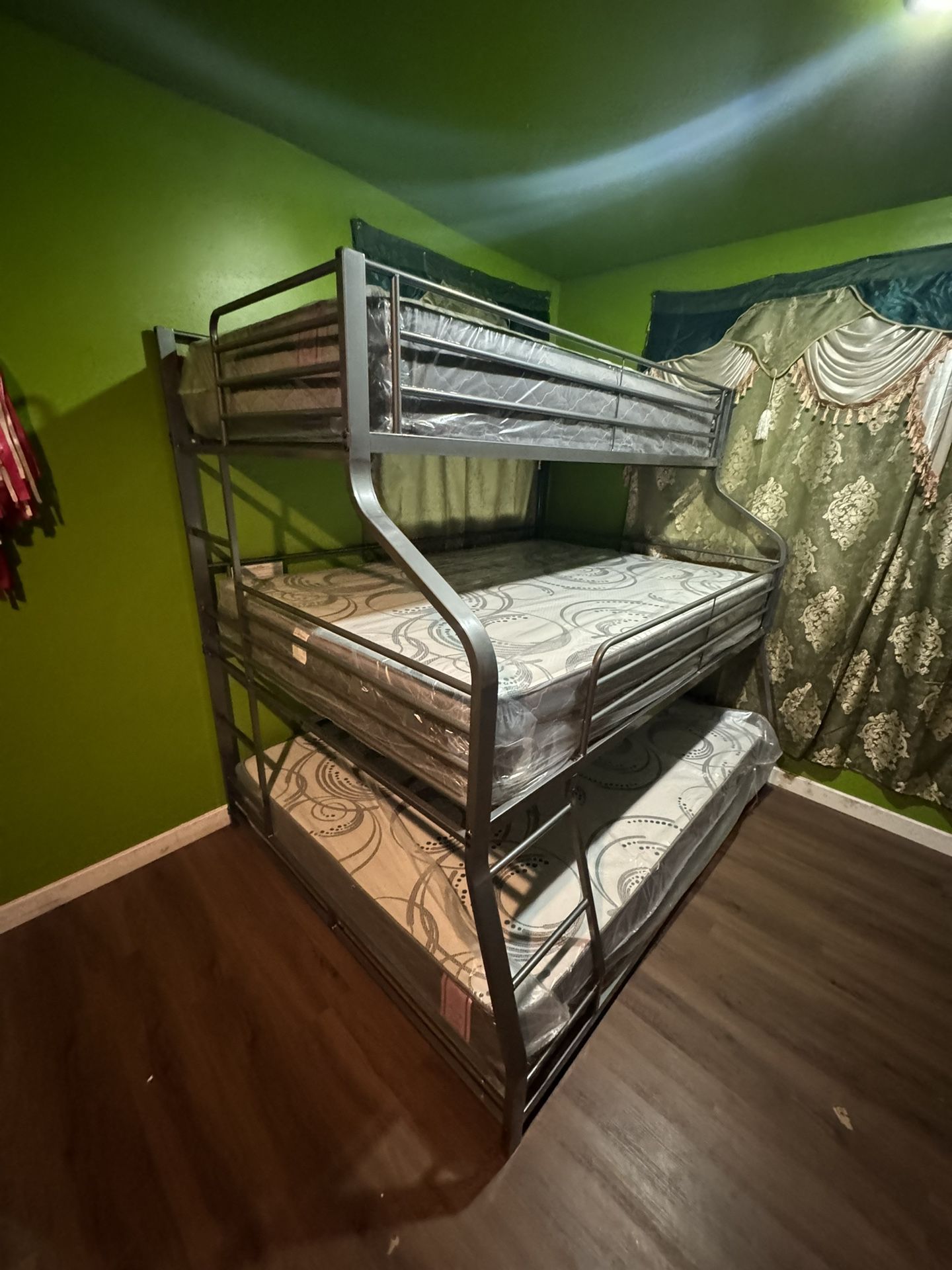 New Triple Bunk Bed Metal Twin, Full, Queen Mattresses Included