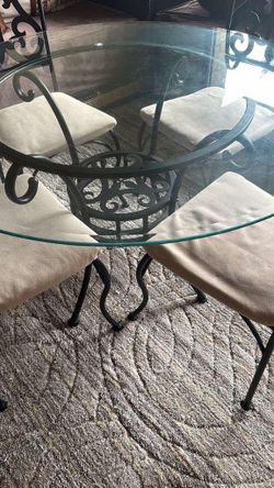 Round glass dining table set