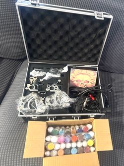 4 Tattoo Machine Kit w/ LCD Power Supply 40 Color Inks & Case