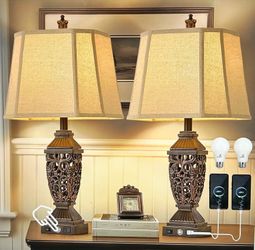 Aidenoey 28” Farmhouse Table Lamps with USB Charging Ports