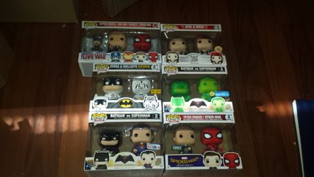 FUNKO POP 2 PACK LOT OF 6 BATMAN VS SUPERMAN ZEBRA SPIDERMAN BRIE NIKKI