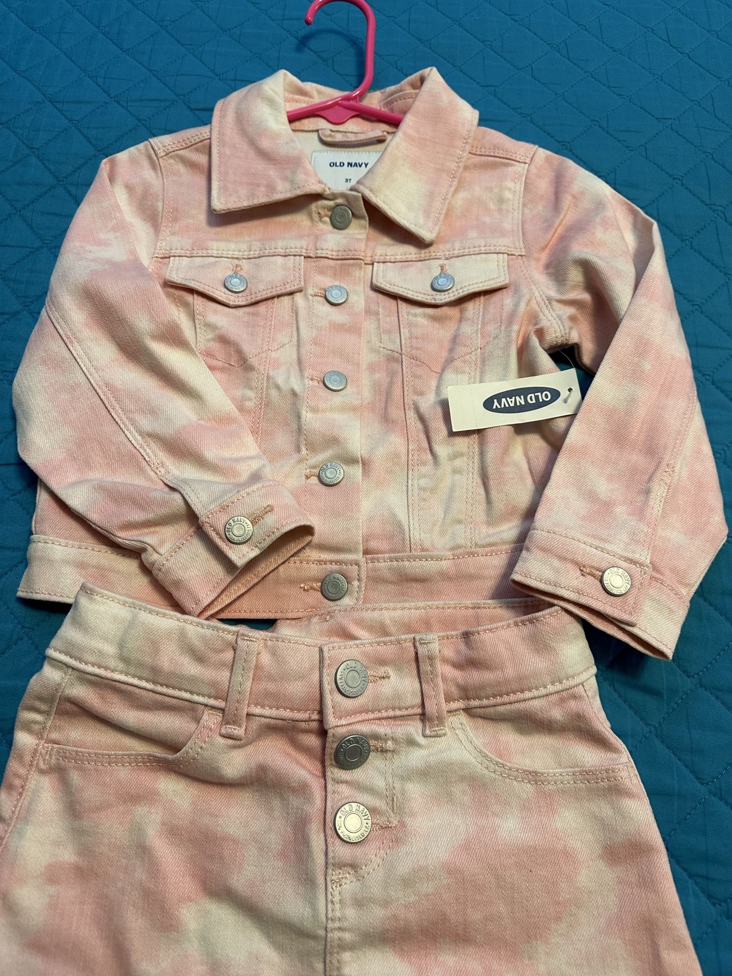 Old Navy Pink Tie Dye Jean Jacket Set Size 3