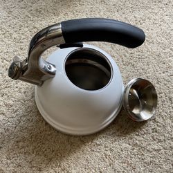 Whistling Kettle Stainless Steel & White Tea Pot  