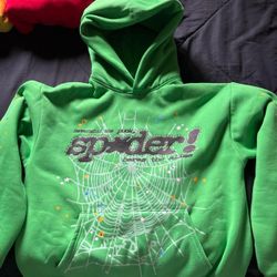 Green rhinestone sp5der hoodie