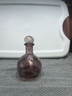 Purple Glass Decorative Bottle with Stopper