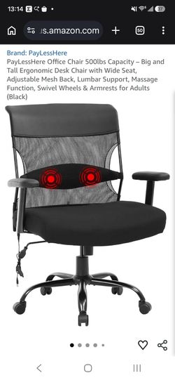 Big and Tall Mesh-Back Massage Desk Chair