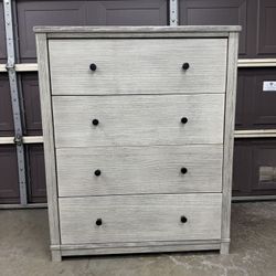 Modern Gray Wood 4 Drawer Dresser / Chest