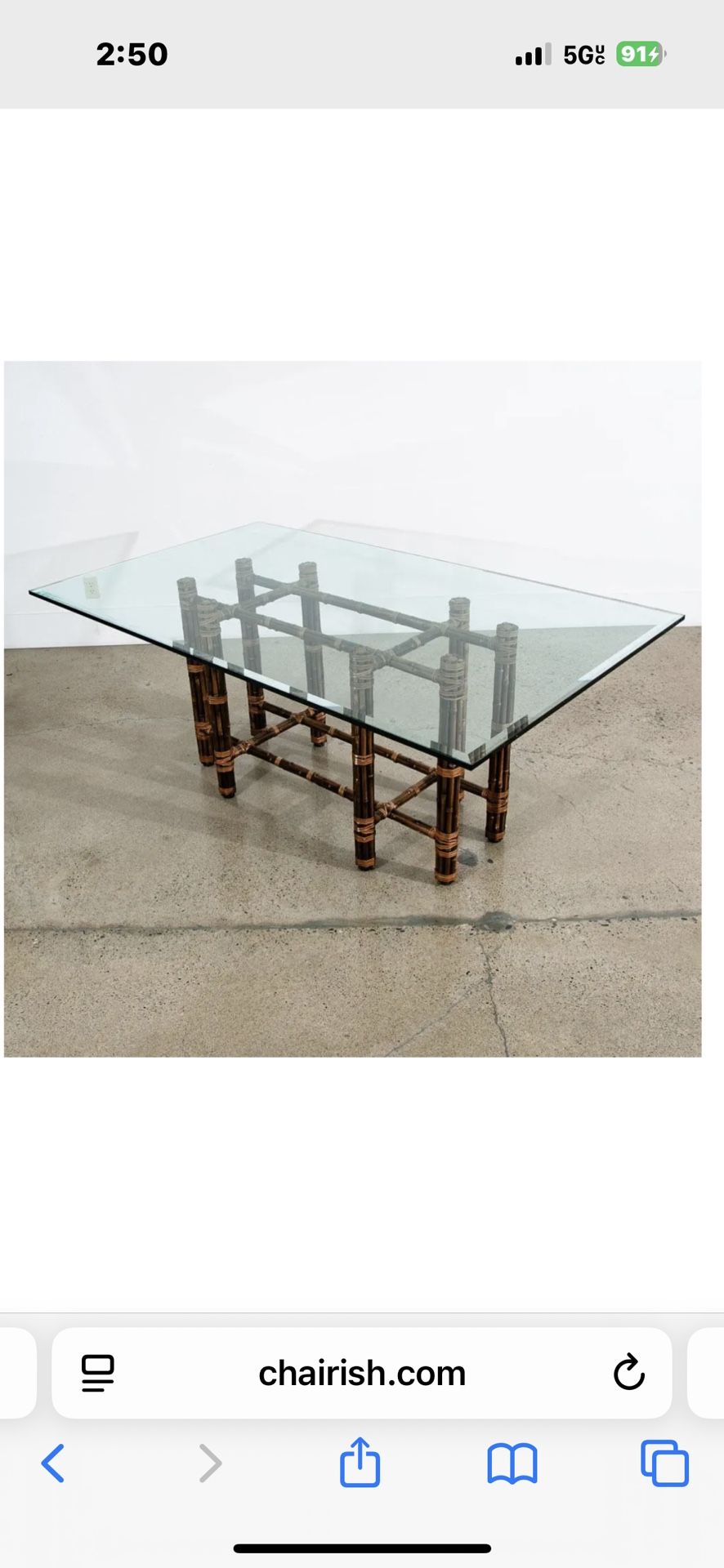 Mcguire Bamboo Glass Dining Table