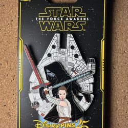 Disney Parks Star Wars Force Awakens 10th Anniversary Mini Jumbo Pin Ray Kylo LE
