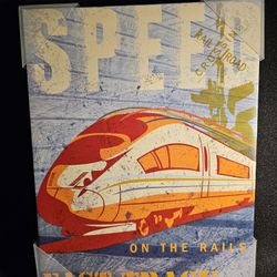 Speed Train fine art for kids by Olika Studio 14"x18"x1" 10/23/2013 Rare Hard To Find!