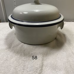 Gorgeous White & Blue DANSK BISTRO Maribo Japan LARGE POT With Lid. Christianshavn Blue 3.5 Quart Round Covered Casserole, 9" White Handled Casserole