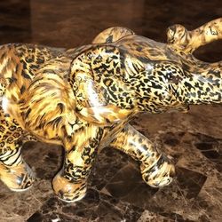 La Vie ceramic elephant figurine with a safari animal print patchwork design