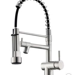 Commercial Kitchen Faucet, VFAUOSIT Kitchen Faucet with Pull Down Sprayer, Single Handle Kitchen Sink Faucet with Pot Filler, Brushed Nickel Stainless