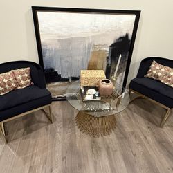 Set of 2 Black/gold Chairs  