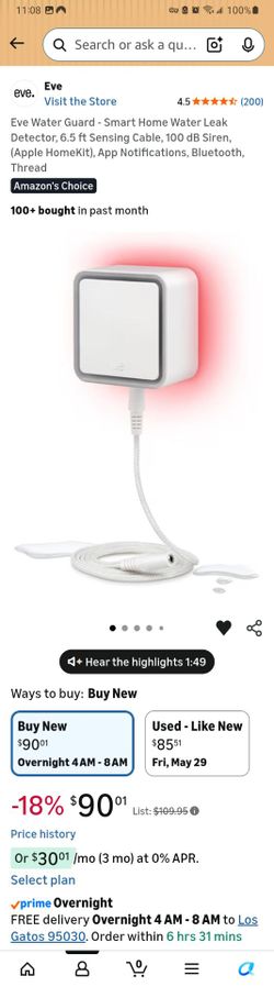 Eve Water Guard Smart Water Leak Detector