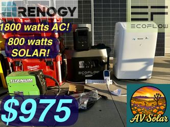 SOLAR SYSTEM ! ECOFLOW DELTA 2 1800 WATTS ! Complete OFF GRID SYSTEM + 800 WATTS RENOGY SOLAR PANELS