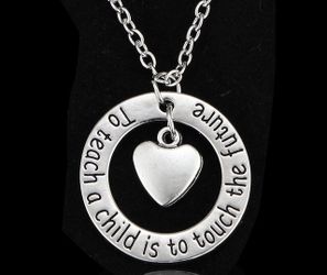Teacher heart necklace