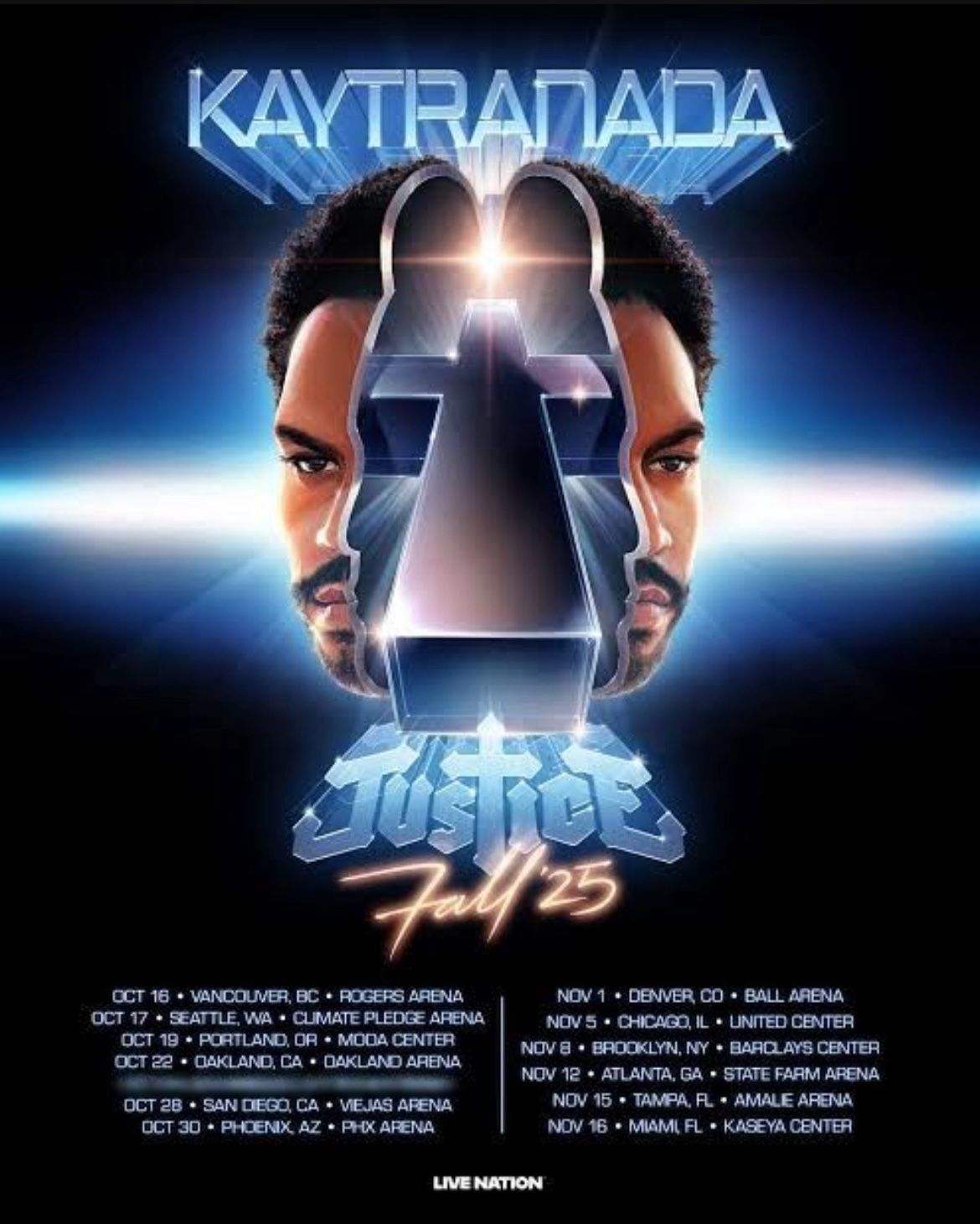 1 X Justice X Kaytranada Floor Ticket Saturday 10/25 KIA Forum