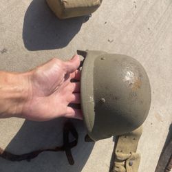 wwII PASGT  army helmet, canteen, belt and holster