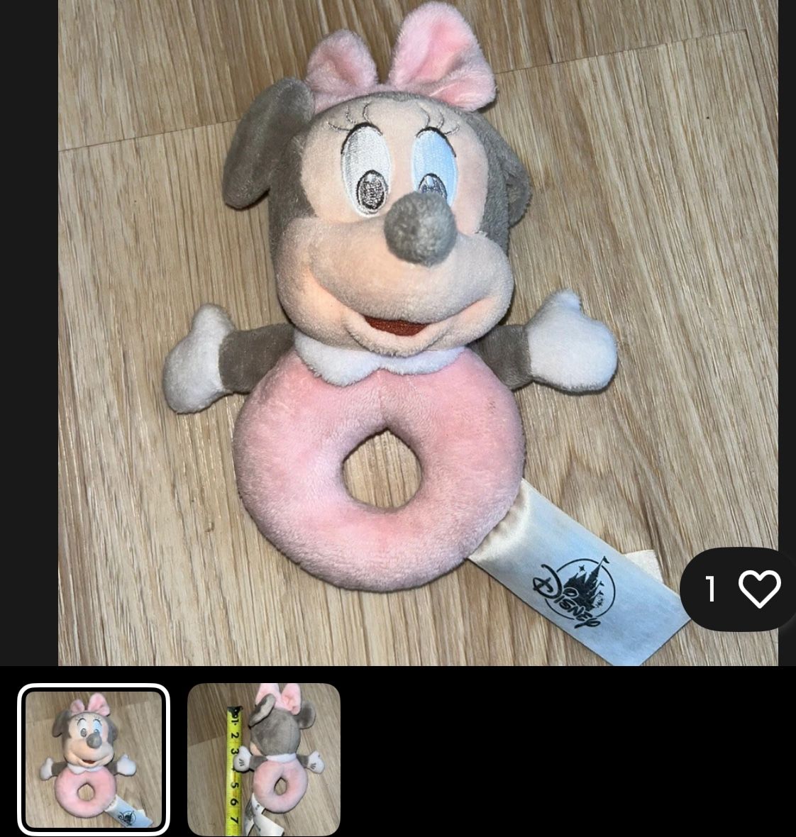 Disney Pink Minnie Mouse Rattle for Baby Plush Toy