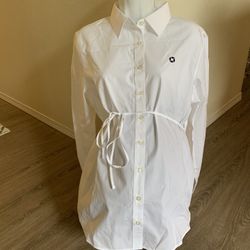 Chase Bank White Maternity Button Shirt M