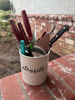 Kitchen Utensil Holder with Assorted Cooking Utensils