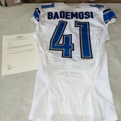 Game Used Johnson Bademosi DETROIT Lions Jersey Wcf Patch White Nfl 2016