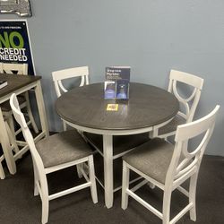 5PC Gray / White Dining Table Set