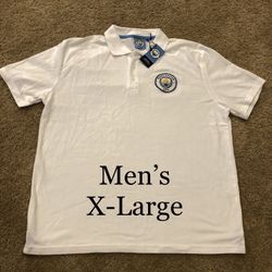 MANCHESTER CITY MCFC CLASSIC  MCFC Casual POLO Soccer ATHLETIC Golf Shirt w/ Crest Badge / Mens X-Large XL / Brand New w/ Tags!! / White 