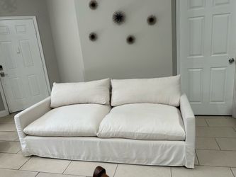 World Market 86” feather filled sofa (ivory) *very clean*