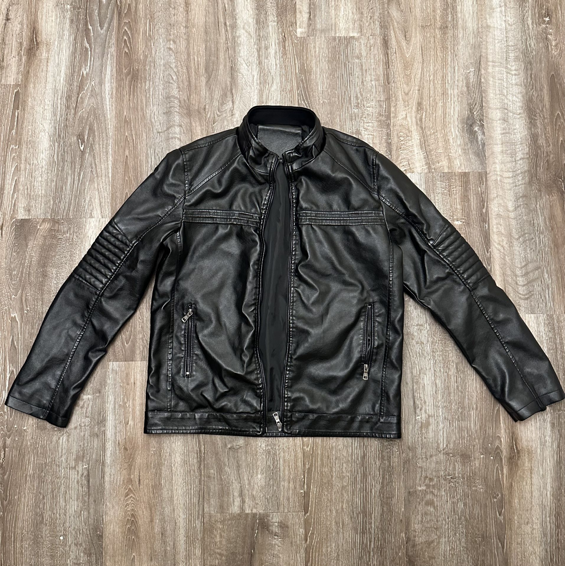 Men Causal Leather Jacket Vintage Warm Fleece Outfit Motor Biker PU Leather Jackets Coat