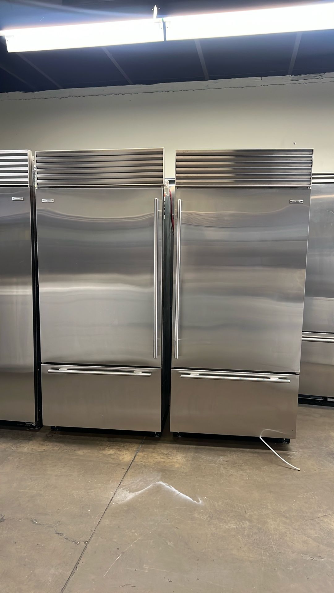 SUB ZERO 72” WIDE BUILT IN BOTTOM FREEZERS SET IN STAINLESS STEEL 