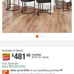 4 Black Leather Bar Stools