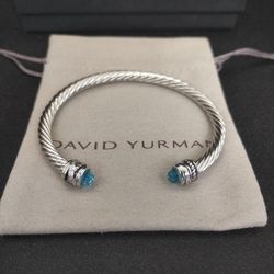 David Yurman 5mm rotating diamond blue diamond bracelet.