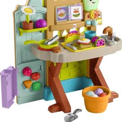 Fisher-Price Laugh & Learn Grow-the-Fun Garden to Kitchen, Interactive Farm-to-Kitchen Playset. All Toys Included. 