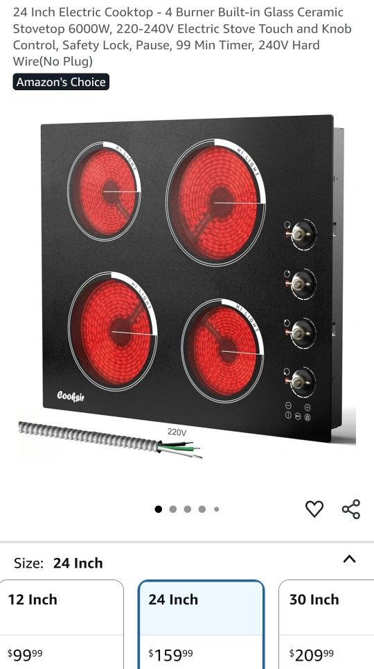 24inch 4 Burner Electric Cooktop