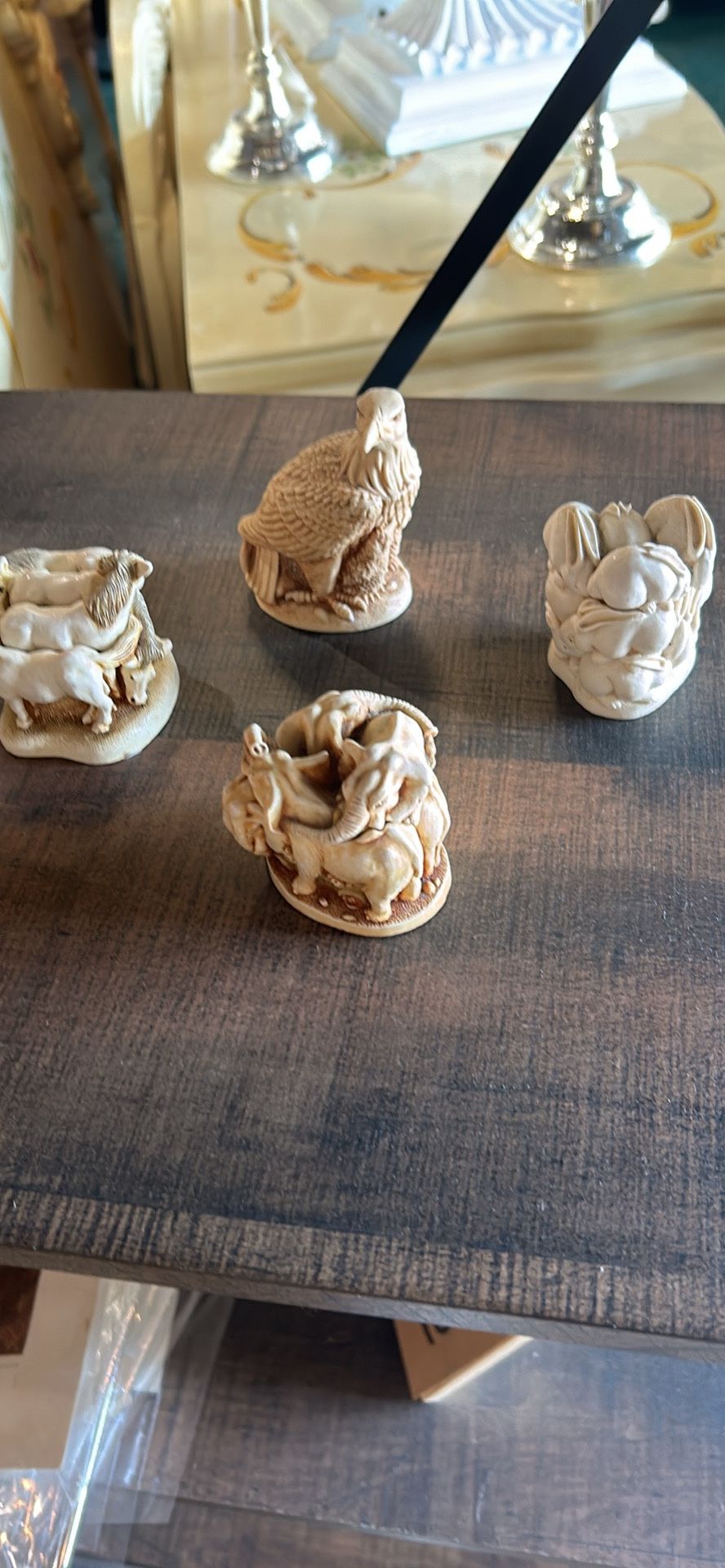 Harmony Kingdom set of four animal trinket boxes made in England