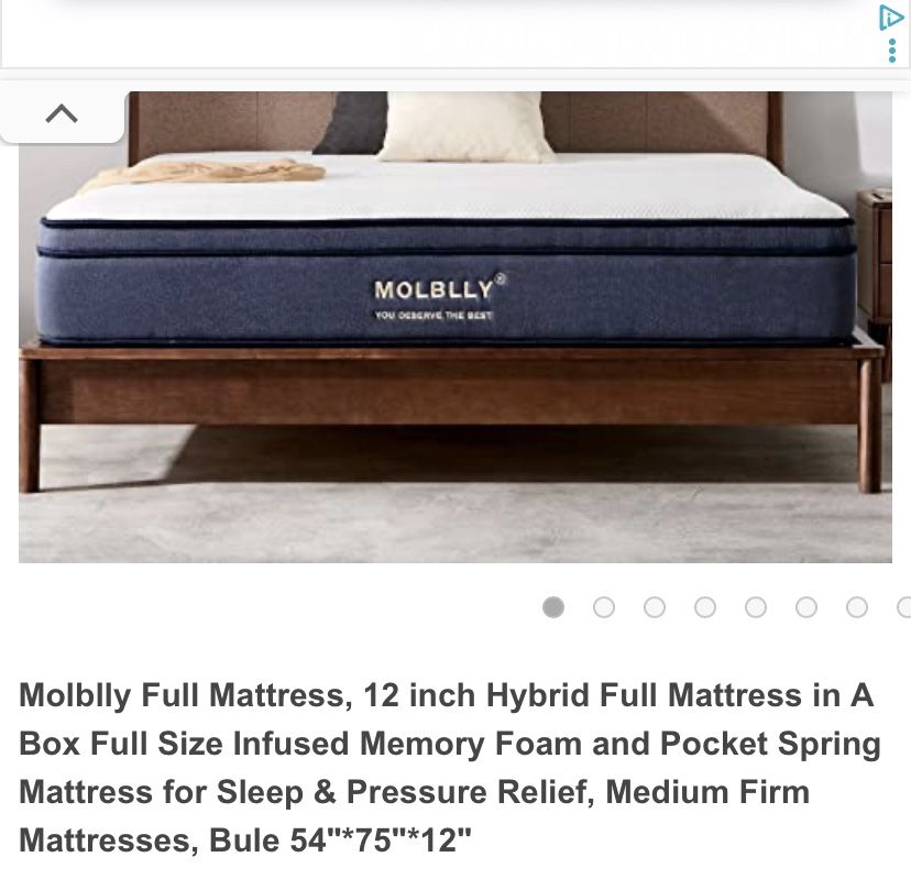 Molblly Full Mattress, 12 inch Hybrid Full Mattress in A Box Full Size Infused Memory Foam and Pocket Spring Mattress for Sleep & Pressure Relief,