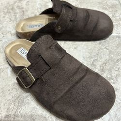 Espirit Dark Brown Suede Clogs