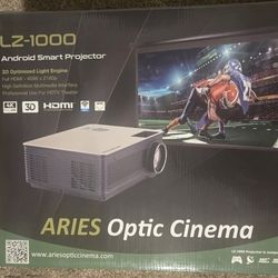 SMART PROJECTOR LZ-10000 INCLUDES 75 IN WHITE SCREEN.