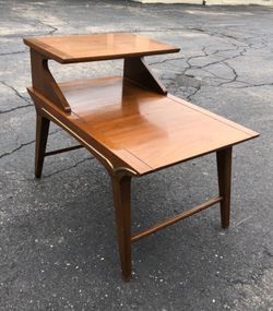 Lane Harlequin Style Side Table Mid Century Modern Brass Accents