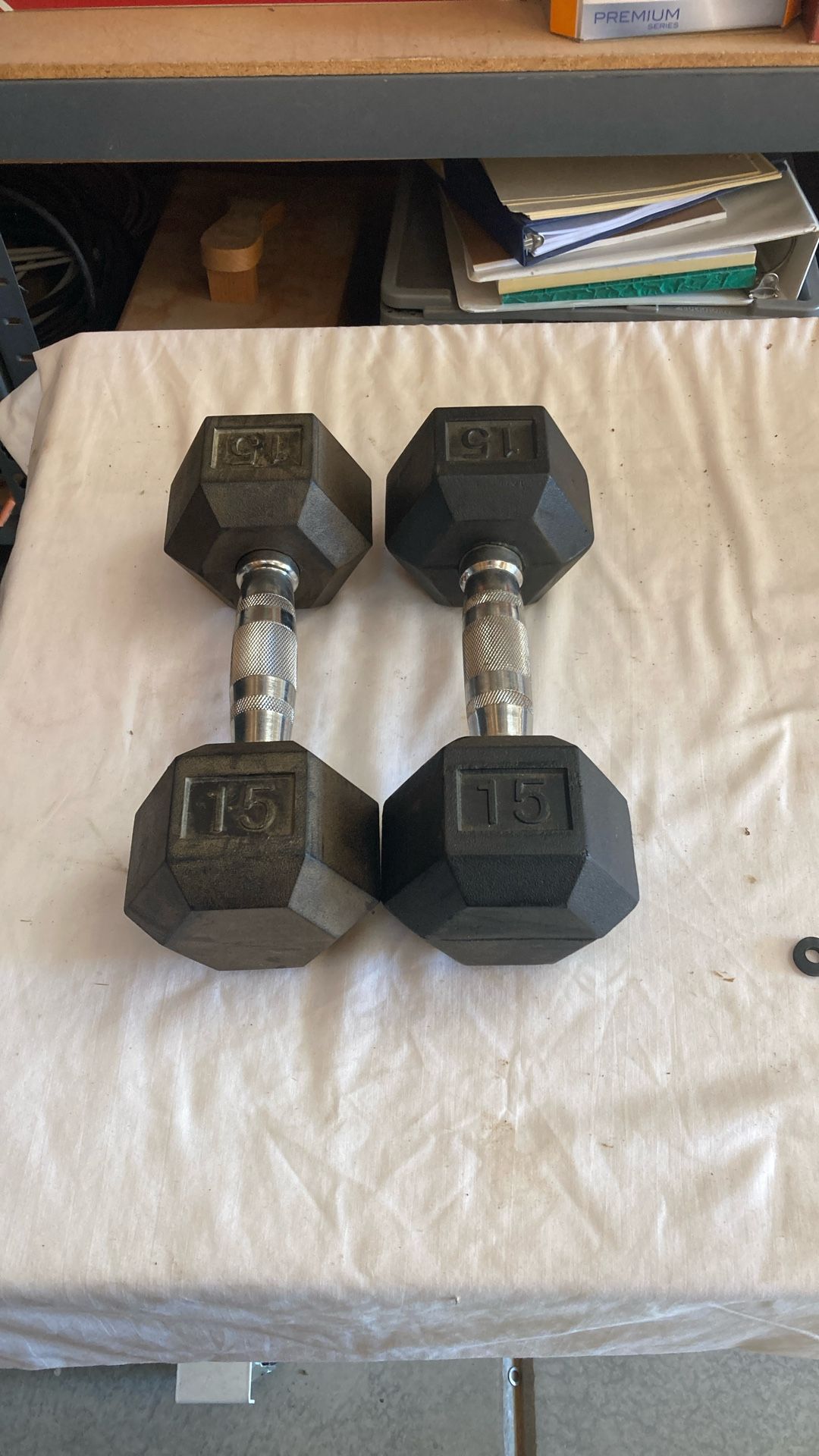 Pair Of 15 Lb Dumbbells 